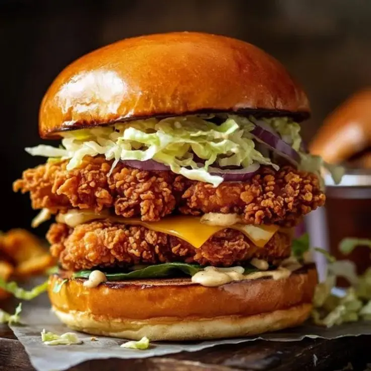 A7. Burger Double Ayam Crispy Saus Katsu