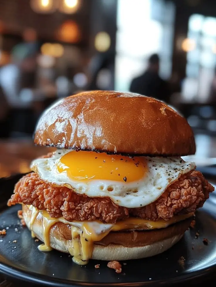 A5. Burger Ayam Crispy Telor Saus Barbeque