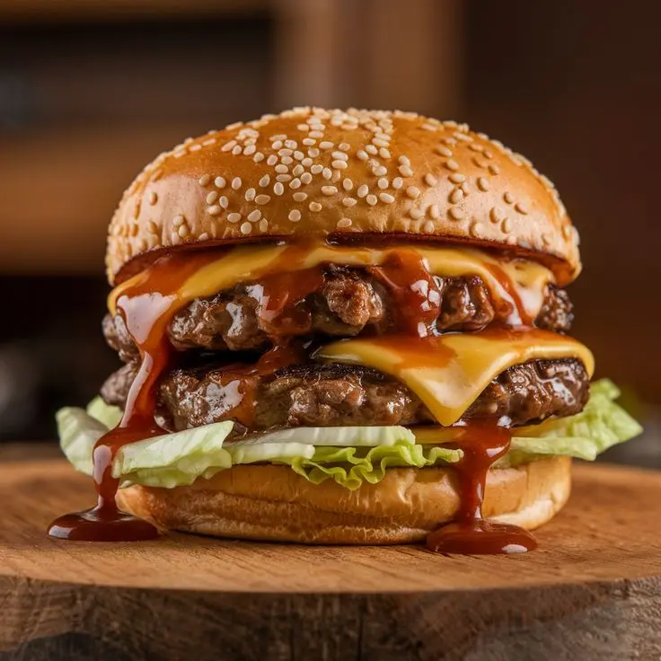 A8. Burger Double Daging Sapi Asli Saus Keju